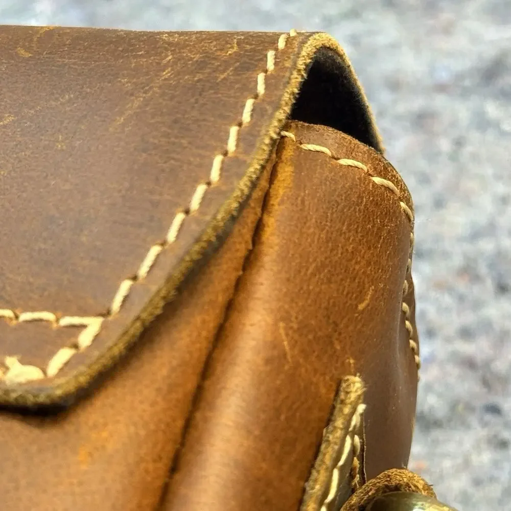 Vintage Brown Leather Messenger Laptop Briefcase Satchel Crossbody Work Bag 16”